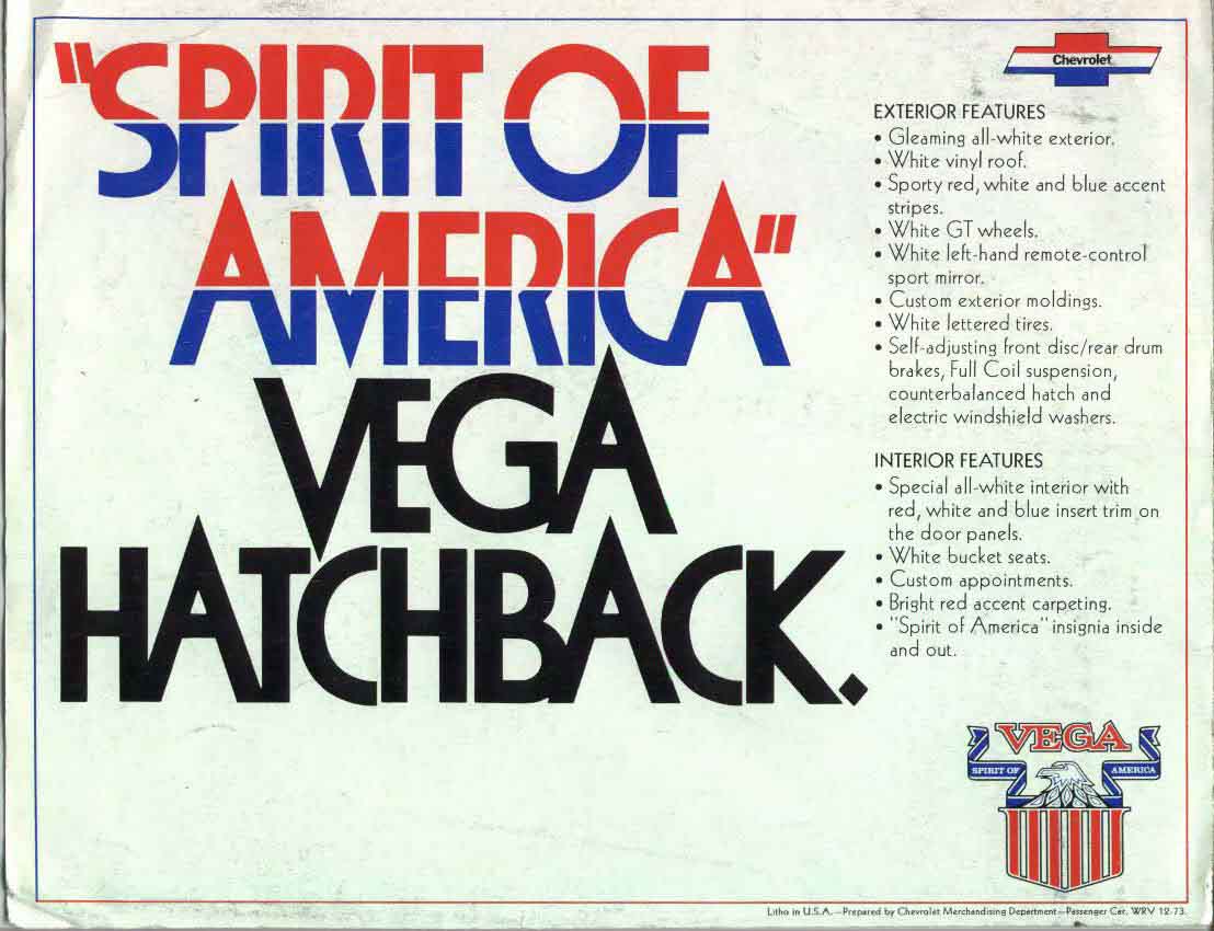 1974 Chevrolet Vega Brochure - Spirit of America Page 1